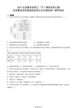 2022北京重点校高二（下）期末历史汇编：辽宋夏金多民族政权的并立与元朝的统一章节综合-答案-361c44a0945c