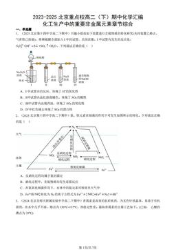 2023-2025北京重点校高二（下）期中化学汇编：化工生产中的重要非金属元素章节综合-答案
