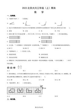 2023北京大兴三年级（上）期末数学（教师版）-答案